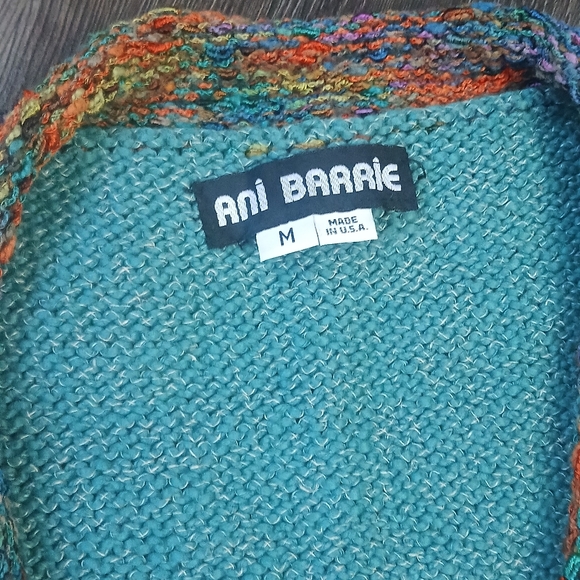 Vinatge Knit Art To Weatbutton Vest Teal Multicolor Trim Granny Size Medium - Picture 3 of 8